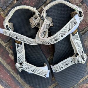 Teva Black and Cream Geometric Sandals